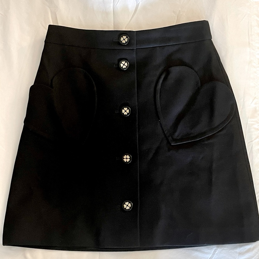 Black Kate Spade Skirt with buttons and heart shaped pockets